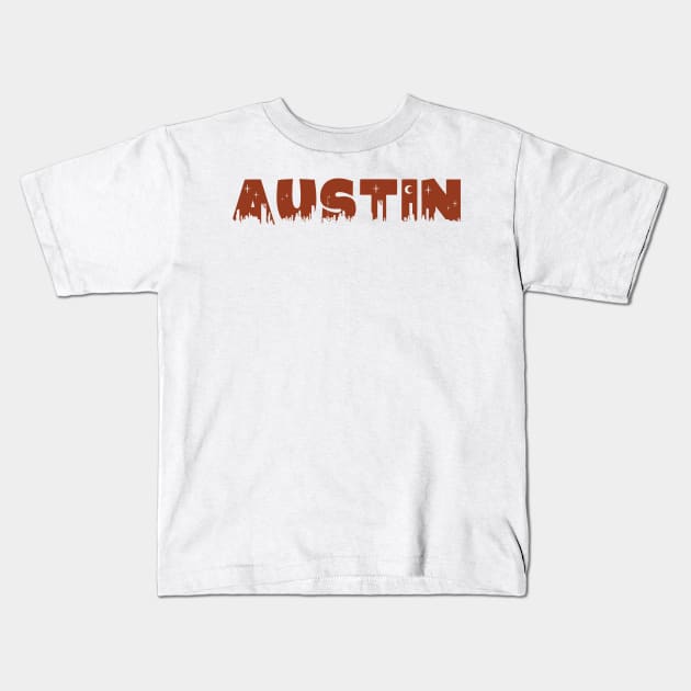 Austin Cityscape Kids T-Shirt by Rosemogo